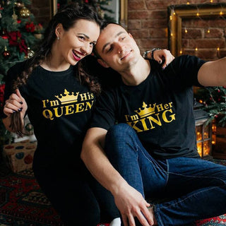 HIS Queen Her King Crown Matching Couples T-Shirt - Thomas Family Essentials LLC