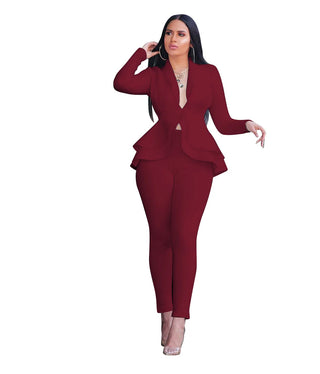 Designer Two Pieces Peplum Style Pant Sets Women Suits Office Ladies Blazer Suits For Women