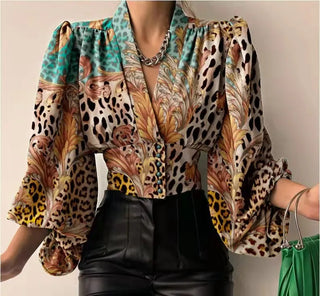 New Ladies Office Blouse Button V-neck Lantern Sleeve Pleated Slim Elegant Plus Size Women's Blouses Shirts