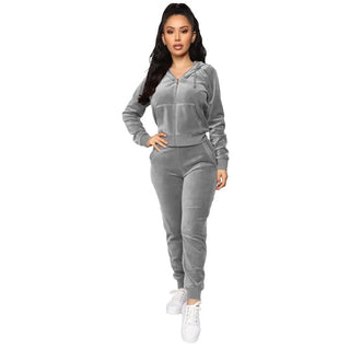 Fall 2 Piece Set Long Sleeve Velvet Women Hoodies Set