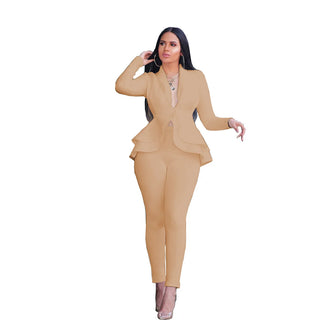 Designer Two Pieces Peplum Style Pant Sets Women Suits Office Ladies Blazer Suits For Women