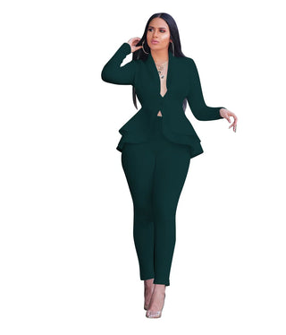 Designer Two Pieces Peplum Style Pant Sets Women Suits Office Ladies Blazer Suits For Women