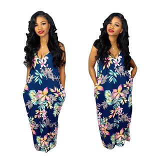 SUMMER Beach drape loose long maxi dress Ladies beachwear V Neck  Bohemian Dresses