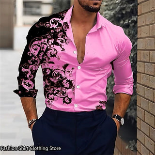 Hot 9 -color men's shirt classic long -sleeved shirt loose style Hawaiian shirt fashion casual shirt oversized - Thomas Family Essentials LLC