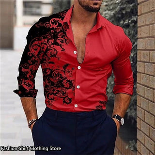 Hot 9 -color men's shirt classic long -sleeved shirt loose style Hawaiian shirt fashion casual shirt oversized - Thomas Family Essentials LLC