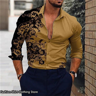 Hot 9 -color men's shirt classic long -sleeved shirt loose style Hawaiian shirt fashion casual shirt oversized - Thomas Family Essentials LLC