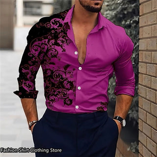 Hot 9 -color men's shirt classic long -sleeved shirt loose style Hawaiian shirt fashion casual shirt oversized - Thomas Family Essentials LLC
