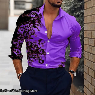 Hot 9 -color men's shirt classic long -sleeved shirt loose style Hawaiian shirt fashion casual shirt oversized - Thomas Family Essentials LLC