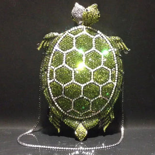 Luxury Green Turtle Crystals Evening Bags Diamond Party Purse Animals Women Clutch Hard Case Metal Minaudiere Rhinestone Purses - Thomas Family Essentials LLC