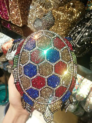 Luxury Green Turtle Crystals Evening Bags Diamond Party Purse Animals Women Clutch Hard Case Metal Minaudiere Rhinestone Purses - Thomas Family Essentials LLC