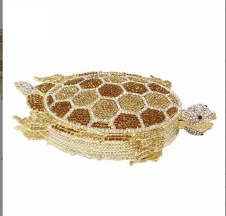 Luxury Green Turtle Crystals Evening Bags Diamond Party Purse Animals Women Clutch Hard Case Metal Minaudiere Rhinestone Purses - Thomas Family Essentials LLC