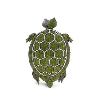 Luxury Green Turtle Crystals Evening Bags Diamond Party Purse Animals Women Clutch Hard Case Metal Minaudiere Rhinestone Purses - Thomas Family Essentials LLC