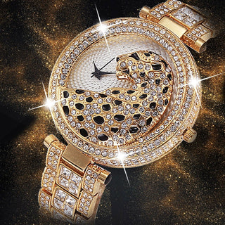 MISSFOX Women Quartz Watch Fashion Bling Casual Ladies Watch Female Quartz Gold Watch Crystal Diamond Leopard For Women Clock - Thomas Family Essentials LLC