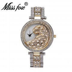 MISSFOX Women Quartz Watch Fashion Bling Casual Ladies Watch Female Quartz Gold Watch Crystal Diamond Leopard For Women Clock - Thomas Family Essentials LLC