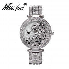MISSFOX Women Quartz Watch Fashion Bling Casual Ladies Watch Female Quartz Gold Watch Crystal Diamond Leopard For Women Clock - Thomas Family Essentials LLC