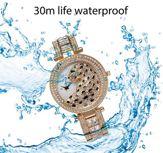 MISSFOX Women Quartz Watch Fashion Bling Casual Ladies Watch Female Quartz Gold Watch Crystal Diamond Leopard For Women Clock - Thomas Family Essentials LLC