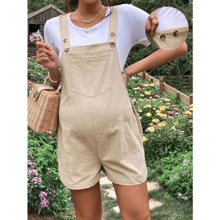 Maternity Jumpsuits Knee-length Plus Size Summer Fashion Pregnant Woman Rompers Solid Color Pregnancy Overalls Cotton Clothes - Thomas Family Essentials LLC