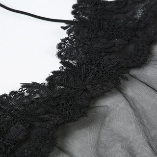 Women's See-Through Mesh Lace Strap Nightdress