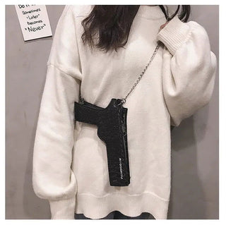 New Brand Designer Funny Pistol Messenger Bag Cool Personality Childlike Chain Shoulder Bag Small Bag Purse Female - Thomas Family Essentials LLC