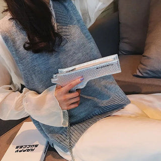 New Brand Designer Funny Pistol Messenger Bag Cool Personality Childlike Chain Shoulder Bag Small Bag Purse Female - Thomas Family Essentials LLC