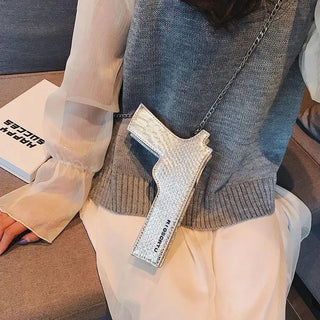 New Brand Designer Funny Pistol Messenger Bag Cool Personality Childlike Chain Shoulder Bag Small Bag Purse Female - Thomas Family Essentials LLC