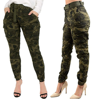 New In Cargo Pants Women Baggy High Waist Slim Fit Jogger Cargo Camouflage Pants For With Belt Wide Pants Women High Waist - Thomas Family Essentials LLC