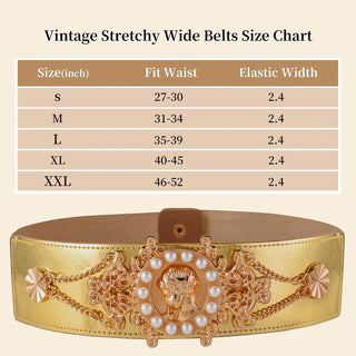 New Ladies Pearl Fashionable Golden Wide Waist Seal Dress Decoration Waist Elastic Belts for Women Luxury Designer Brand - Thomas Family Essentials LLC