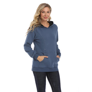 New Winter Maternity Hoodie Breastfeeding Clothes Warm Fleece Pregnant Sweater Zipper Feeding Opening Big Size S TO XXXL - Thomas Family Essentials LLC