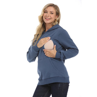 New Winter Maternity Hoodie Breastfeeding Clothes Warm Fleece Pregnant Sweater Zipper Feeding Opening Big Size S TO XXXL - Thomas Family Essentials LLC