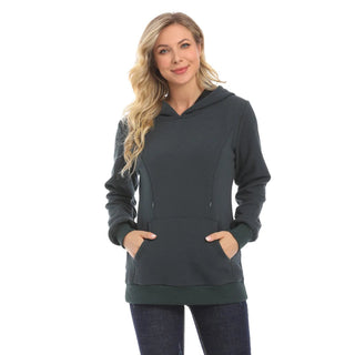 New Winter Maternity Hoodie Breastfeeding Clothes Warm Fleece Pregnant Sweater Zipper Feeding Opening Big Size S TO XXXL - Thomas Family Essentials LLC