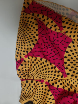 Women African Round Neck double-layer ruffle short-sleeved printed dress