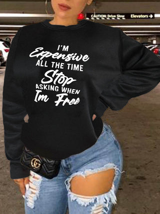 Casual Letter Plus Size Pullover Sweatshirt