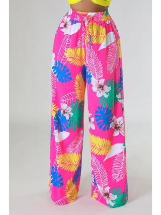 Floral Printed Pocket Wide Leg Pants