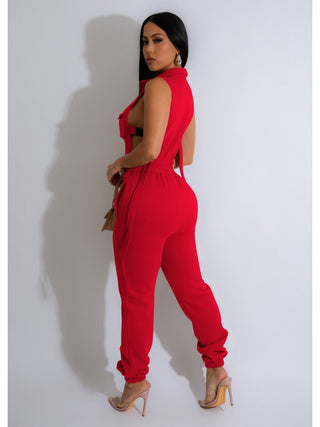Multi Pocket Lace Up Cut Outs Fitted Jumpsuit