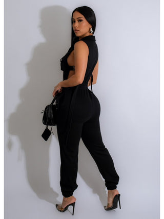 Multi Pocket Lace Up Cut Outs Fitted Jumpsuit