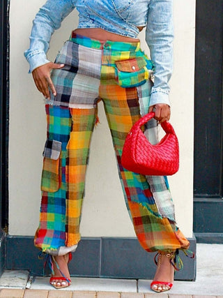 Colorblock Square Multi Pocket Cargo Pants