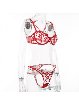 Embroidery Spaghetti Straps Backless Lingerie 2 Piece Sets