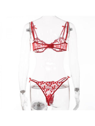 Embroidery Spaghetti Straps Backless Lingerie 2 Piece Sets