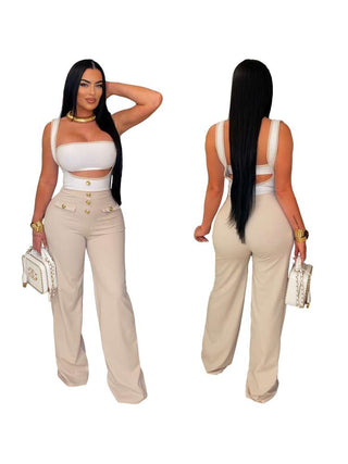 Colorblock Backless High Rise Sleeveless Jumpsuits