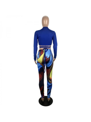 Wrap V Neck Collar Tie-wrap Cropped Pant Sets