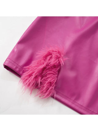 Fluff Lapel Coats Split Hem Skirt Sets