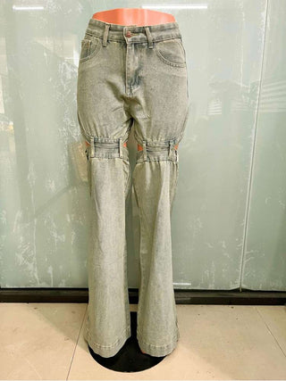 Vintage Distressed Hollow-out Denim Jeans