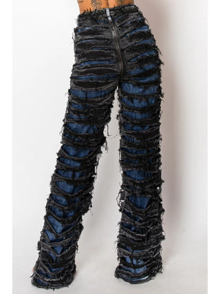 Colorblock Ripped Denim Patchwork Jeans