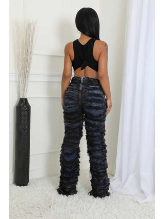 Colorblock Ripped Denim Patchwork Jeans