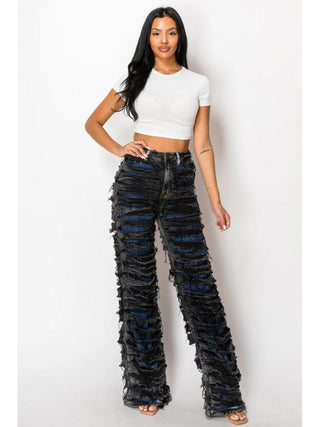 Colorblock Ripped Denim Patchwork Jeans