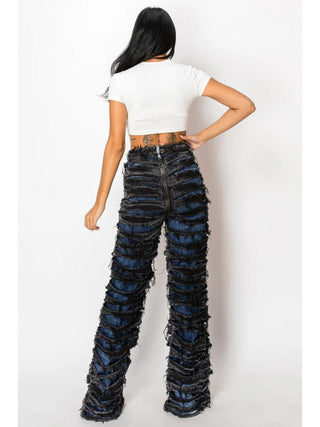 Colorblock Ripped Denim Patchwork Jeans