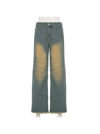 Vintage Distressed Denim Straight Jeans