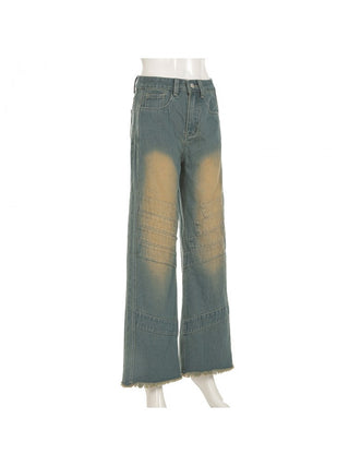 Vintage Distressed Denim Straight Jeans