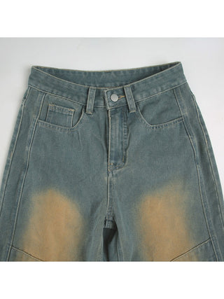 Vintage Distressed Denim Straight Jeans