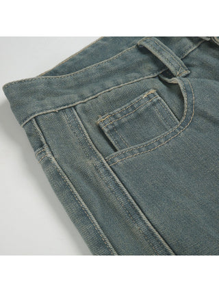 Vintage Distressed Denim Straight Jeans